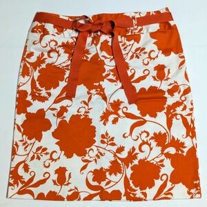 Uniform John Paul Richard Stretch Zip Back Orange Floral Short Skirt. Size:10
